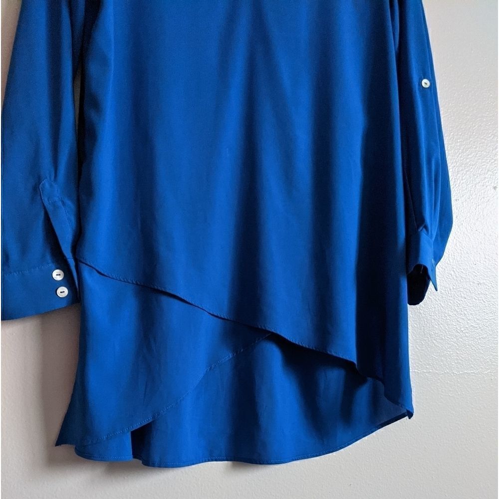 (Susan Graver) Blue Tunic Blouse 4 - Picture 3 of 10